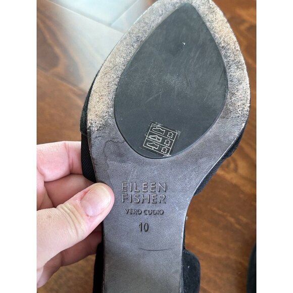 Eileen Fisher Womens Black Leather Closed Toe Shoes Size 10 Heels - Picture 4 of 6